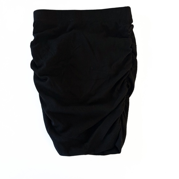 Sundry Evereve Womens 1 US Small Black Ribbed Ruched Knitted Mini Skirt New - Picture 2 of 5